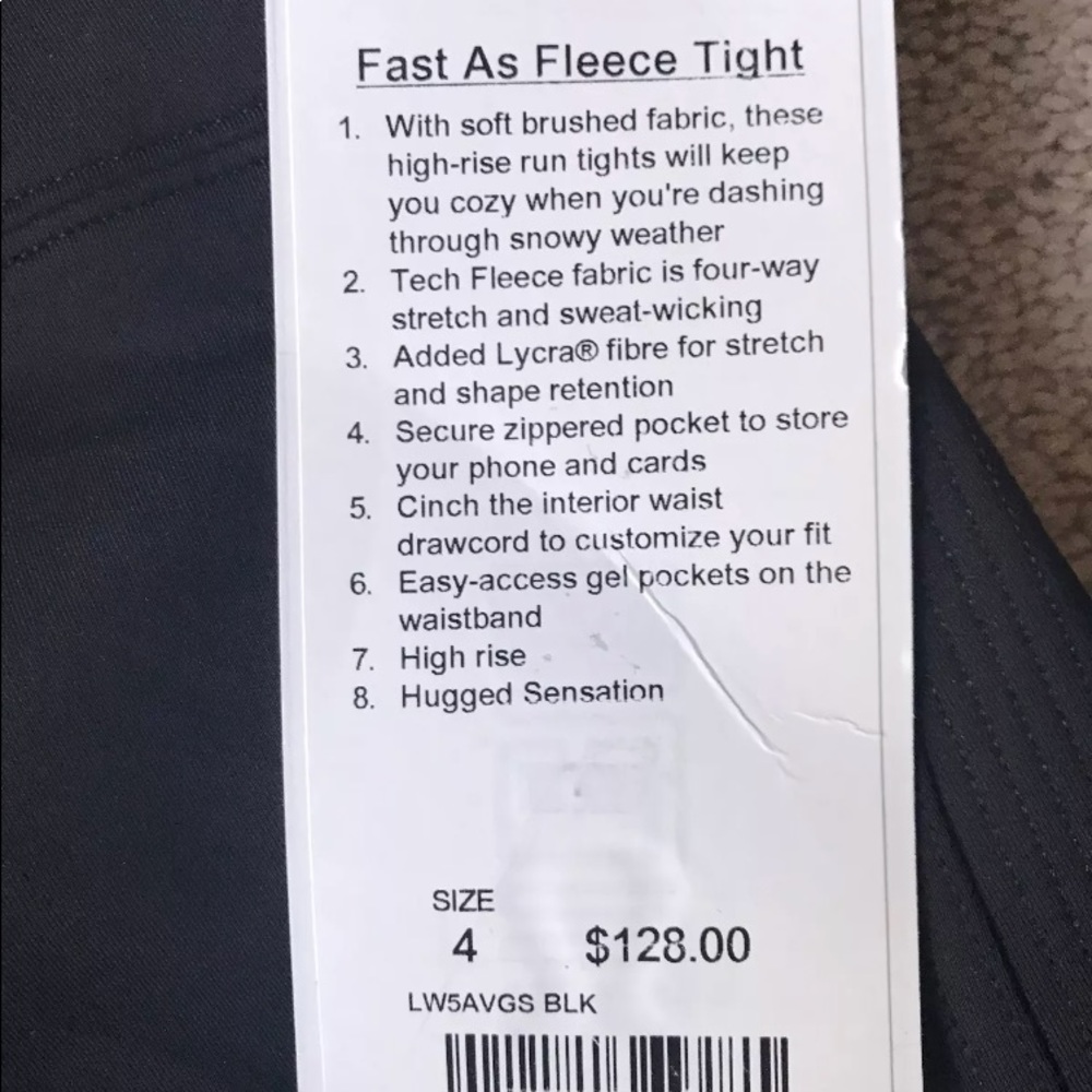 NWT BLACK LULULEMON FAST AS FLEECE TIGHT HIGH RISE - Picture 7 of 8